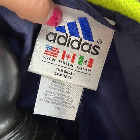 Vintage 90s Adidas Men’s M Windbreaker Jacket Full Zip Big Adidas Logo Back - Picture 5 of 8